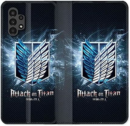 Caixa de carteira de couro para Samsung Galaxy A13 4G Manga Attack Titans Black