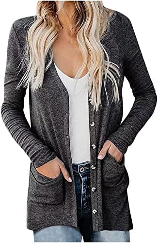 Clássico clássico de manga longa de manga longa Cardigan Sweaters casual Button front frontal Down Cardigan Casat com bolsos