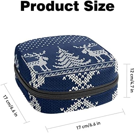 Bolsa de produtos para kit de período portátil Feminino Bolsa para meninas para pastilhas Bolsa e tampões com zíper, padrão de tricô
