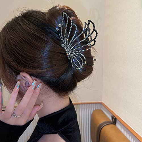 2 PCs Butterfly Hair Clip Moda Strass NONSLIP CLAMPS DE CABELO GRANDES METAL METAL GRANDO CABELO DE CABE