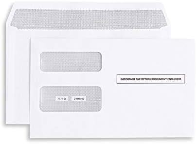 Blue Summit fornece 1099 envelopes fiscais, envelopes de segurança de janelas duplas para formulários de laser 1099-MISC da área