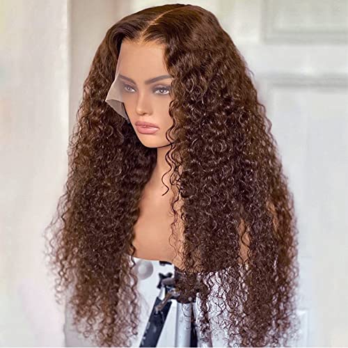 Perucas de cabelo humano de chocolate marrom mootaful para mulheres negras 13x4 HD transparentes renda cacheada perucas dianteiras