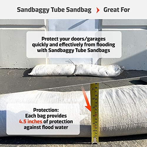 Sandbaggy 38 em sacos de areia de tubo de 12 polegadas | Tecido de grau industrial difícil | Capacidade de peso de 90 lb | Barreira de água do saco de areia | Para redirecionar a água durante a inundação e erosão | Areia não incluída