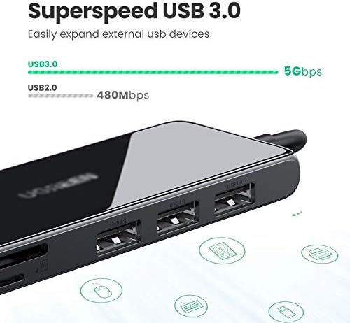 JAHH USB HUB USB C Hub 4K@60Hz/30Hz Tipo-C para HDMI Adaptador Multi USB 3.0 USB-C 3.1 Splitter Port Type- Hub