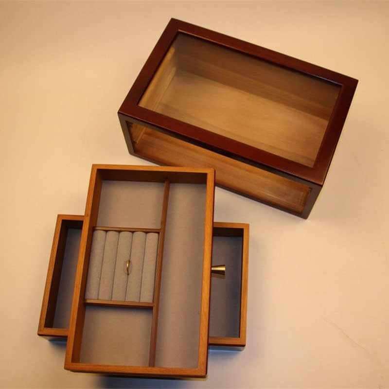 Ganfanren Caixa de armazenamento de jóias de duas camadas simples Relógio de pulseira caixa de armazenamento caixa de armazenamento