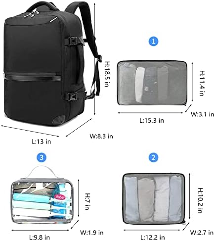 Mochila Dwqoo para homens, mochila de laptop de viagem de 17,3 polegadas, continuação da mochila aprovada, expansível,