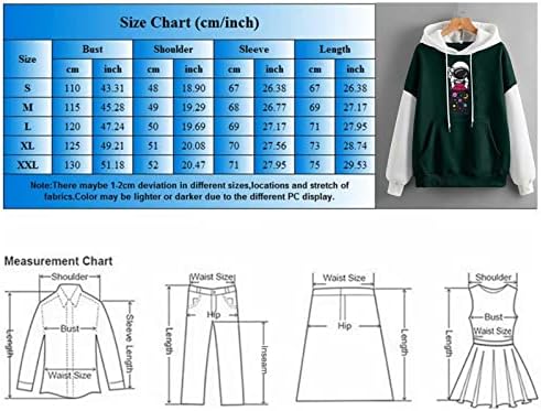 Beuu adolescente garotas moletons jumpers fofos astronauta estampa de manga longa com capuz com moletons de moletons com bolso