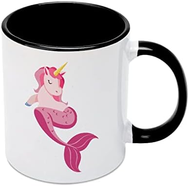 Mermaid Unicorn Creamic Creative Black Inside Coffee Cup de canecas Durável Handal