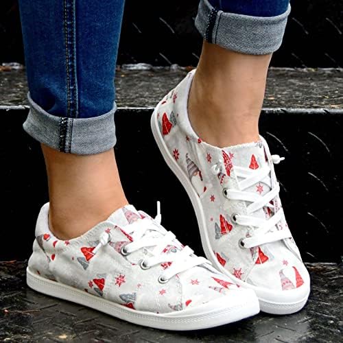 Sapatos de lona feminino moda moda tênis impressa em plataforma suave Lace up Slip On Shoes Shoes para Jogger Sport