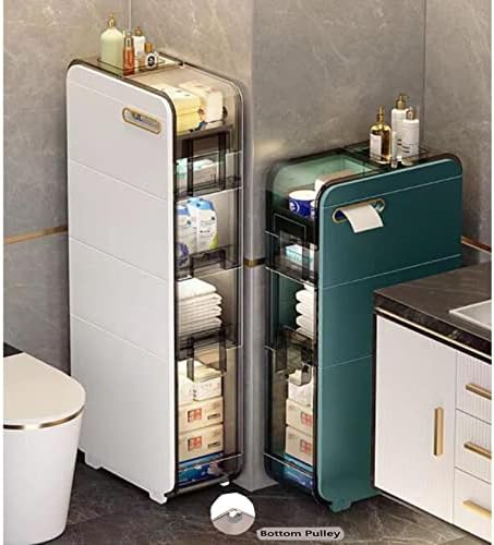 4 Nível Pequenos espaços lacunas Armário de armazenamento de banheiro, grande capacidade de grande capacidade estreita