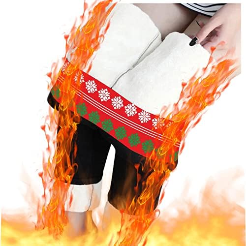 Leggings forrated para mulheres de inverno Natal Pontas longas e retas de Papai Noel Papai Noel Gráfico Skinny Térmica