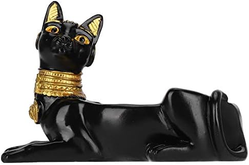 Tiiyee gato forma cinza, estátua colecionável egípcia estátua de resina preta bandeja de bandeja de decoração de decoração de cinzas