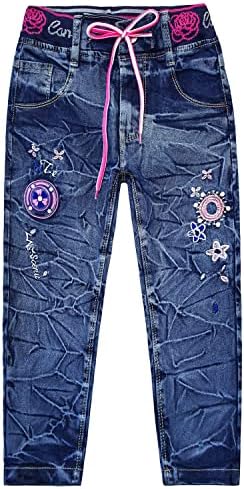 Peacolate 2-11t Criança de meninas de jeans de jeans bordados angustiados