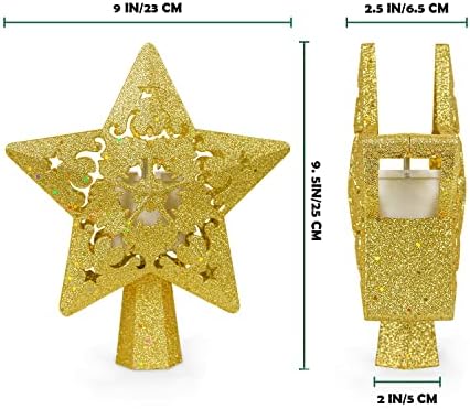 Topper de árvore de Natal, Treça de Natal Magic Star iluminada com 3D Magic rotativo LED GLITTER HOLTOR TOPPERS TRIE