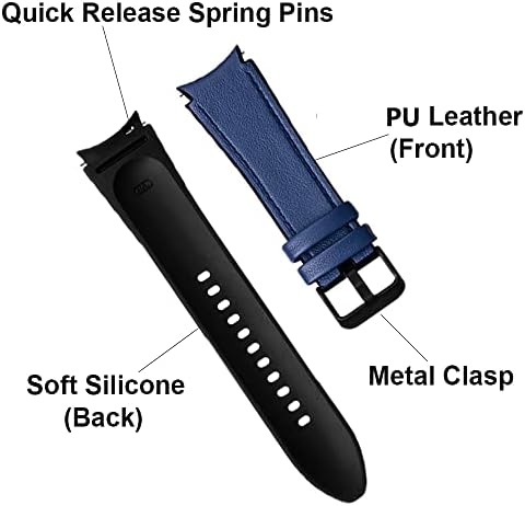 Xihama Watch Band for Samsung Galaxy Watch 4 Classic 42mm/46mm, Galaxy Watch 5 40mm/44mm, Soft Genuine Leather Hybrid Silicone