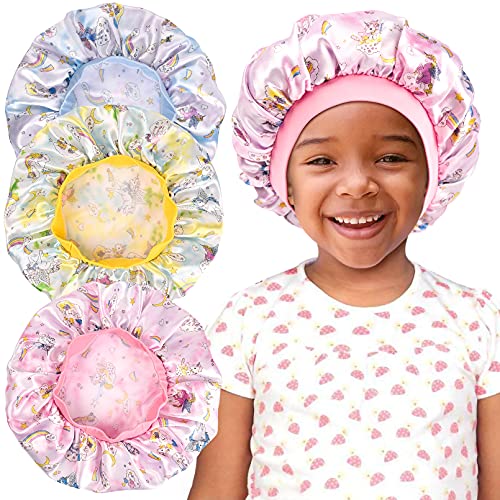 6 peças crianças unicórnio capdote capa de cetim Bonz para dormir macio de seda rosa Night para cabelos naturais adolescentes