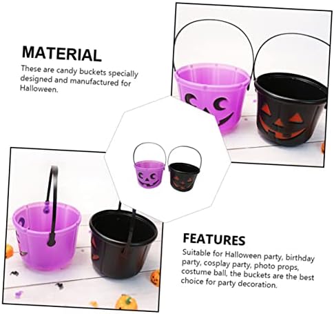 Bestoyard 6 PCs Pumpkin Bucket Decor Kids Basket Candy Candy Supplies Candy Jar Candy Bowl Titular Crianças Presente Titular de armazenamento Decoração Prop Jack Plastic Black