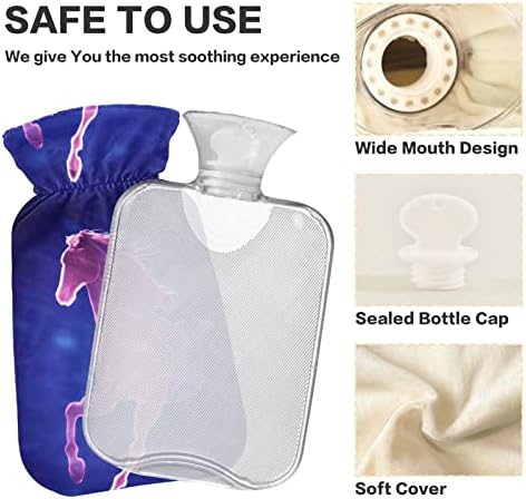 Garrafas de água quente com capa 3d arte de uma bolsa de água quente para alívio da dor, lesões esportivas, pés e cama mais quente de 2 litros