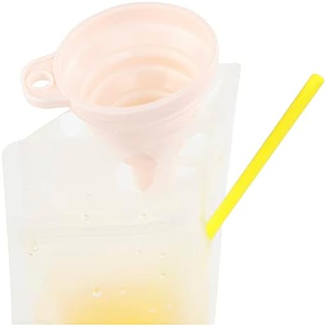 C Crystal Lemon 400pcs Bolsas de bebidas com bolsas de suco de sacos de smoothie de palha com 400 canudos de bebida, bolsas de bebidas de bebidas reclumáveis ​​de manutenção de serviço pesado