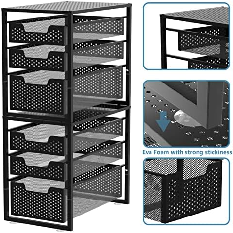 O organizador simples de gabinete de três camadas em tendências com gaveta de armazenamento deslizante, organizador de mesa para escritório de banheiro da cozinha, Stackbale, preto