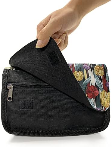 Caixa de lápis lunarable Tulips, flores abstratas versicolor, bolsa de lápis de caneta com zíper duplo, 8,5 x 5,5,