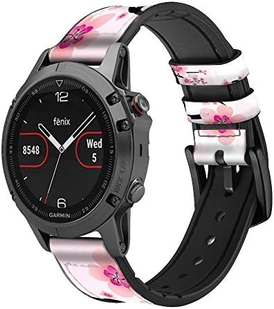 CA0281 Plum Blossom Leather & Silicone Smart Watch Band Strap for Garmin Approach S40, Forerunner 245/245/645/645, Venu Vivoactive Tamanho