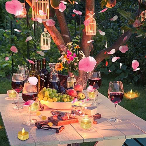 1000 peças Pétalas de rosa artificiais com 20 peças Coração romântico Luzes de chá LED LIVRES COMPRIMENTOS ROMACTERAIS VELAS