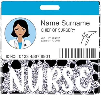 Plifal Nurse Badge Buddy Card Titular Acessórios de enfermagem Silver Cow Horizontal Id Nome de identificação Tags