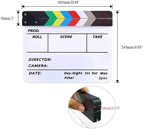 Lynkaye Film Film Videopeboard Board de cena de ação de cena de Irector, Decorações de festa temáticas de filme - preto/colorido, 11,8x10,6 polegadas