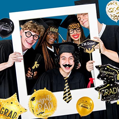 60 PCs enormes decorações de festa de graduação 2023 Conjunto- 40 polegadas Parabéns Banner de graduação Photo Booth adereços