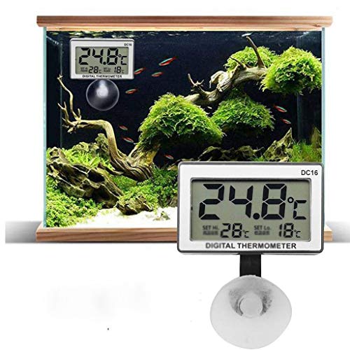 Quul Aquarium Termômetro Termômetro de peixe digital com grande visor LCD monitor de tanques de tanques Terrarium de água do tanque