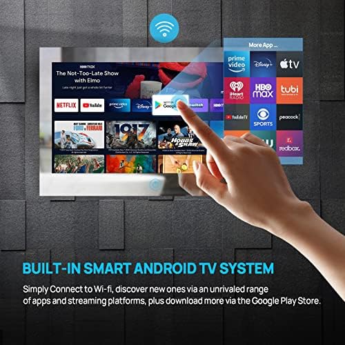 Haocrown 【H2 Chip Android 11.0 Sistema e 500 CD/㎡ Modelo de Alta brilho 2023】 CLAVA TOH TOQUECENDO DE 32 polegadas TV IP66 Smart Mirror Smart Mirror TV 1080p TV ATSC LED ATSC Wi-Fi Bluetooth