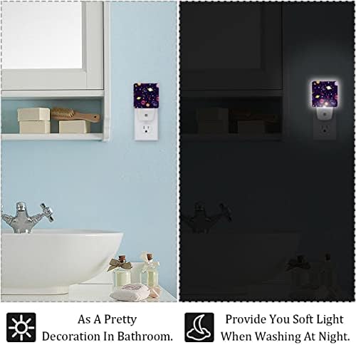Rodailycay sensor de luz Night Light Lovely Galáxia, 2 Packs Night Lights Conecte-se na parede, luz noturna de LED branco quente para viveiro, quarto, banheiro, corredor, quarto infantil, escadas