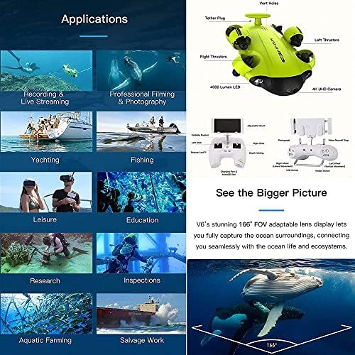 Câmera UHD de drone UHD de drone subaquático qiyhbvr para visualização em tempo real, robô ROV submarino de peixes RC submarino com