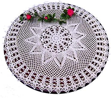 Laivigo Nova Handmade Crochet Lace Round Table Tak Gentria Doily, 24 polegadas, bege