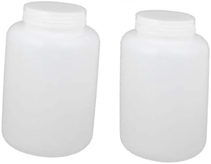 X-Dree 2pcs 2000ml plástico largo de boca redonda de vedação reagente garrafa de garrafa de garrafa branca (2pcs 2000ml Largo