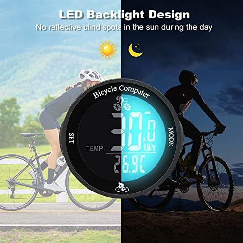 Computador de bicicleta sem fio Anzaga, LCD Backlight Display, Acessórios de bicicleta multifuncional/impermeabilizados