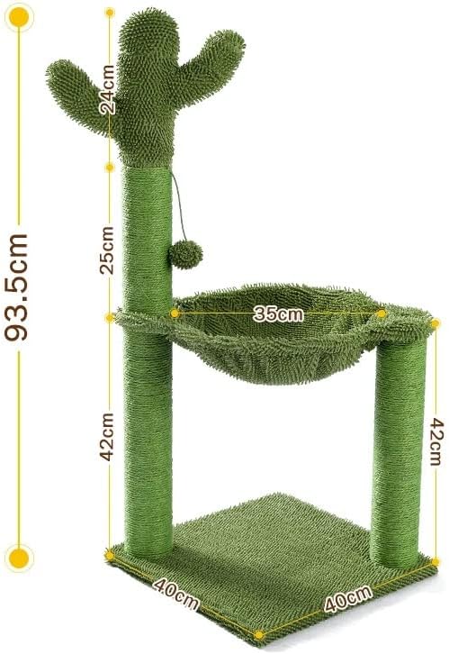 Houkai cactus gato de arranhão com sisal corda gato scratcher árvore toalha com confortável moldura de escalada de gatos espaçosos