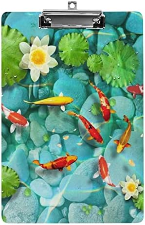 Lindos japoneses Koi Fish Print Fashion Board Size placas decorativas de letra com clipe de metal de baixo perfil 9 x 12,5