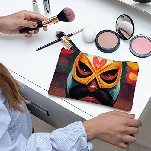 Bolsa de maquiagem mexicana - bolsa cosmética vintage - bolsa de maquiagem impressa, multicolor, grande