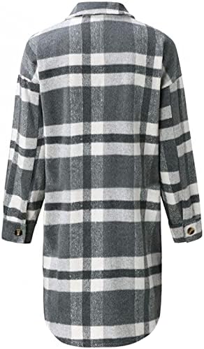 Jaquetas femininas Fall Meio xadrez de peito duplo de trespassado Longo de bolso de bolso Outwear Coats de inverno 2022