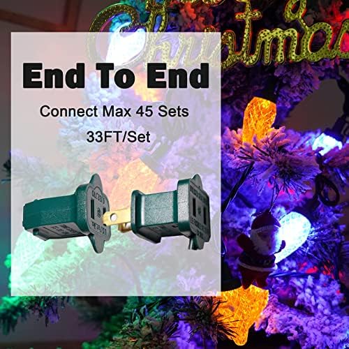 Fomomdi C9 Luzes de Natal, 50 LEDs 33 pés ao ar livre Luzes de teto de Natal para decoração de pátio ao ar livre, colorido, arame verde, de ponta a ponta
