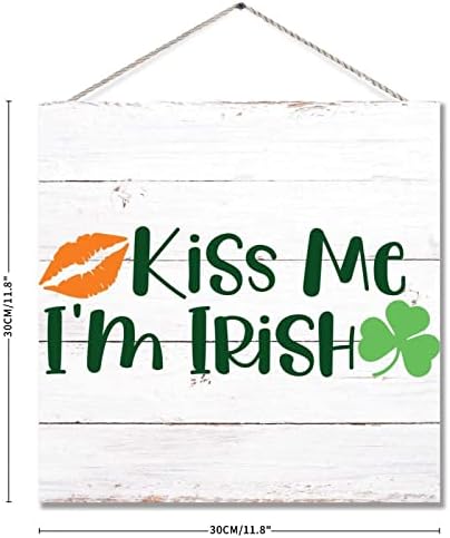 Beije -me, eu sou irlandês de trevo irlandês rústico decoração de arte de parede st.patrick sinais de madeira decoração irlandesa