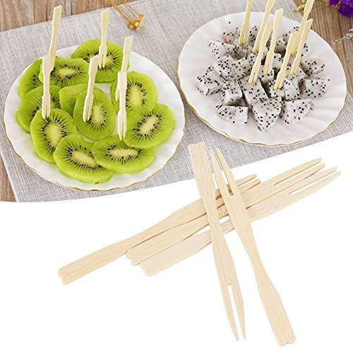 Garfos de bambu, garfo de bolo de proteção ambiental completamente degradável para provar alimentos para frutas