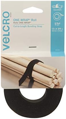 Branda de velcro e abraços de cabo único, 100pk, tiras de organização do cordão preto de 8 x 1/2 , design de pré-corte fino, gerenciamento de arame