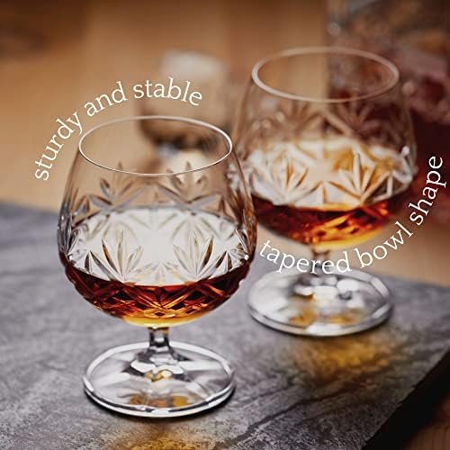 Conjunto de snifter de Brandy de Cristal Hemswell de 2 óculos de conhaque - pequenos copos de snifter para escocês, conhaque