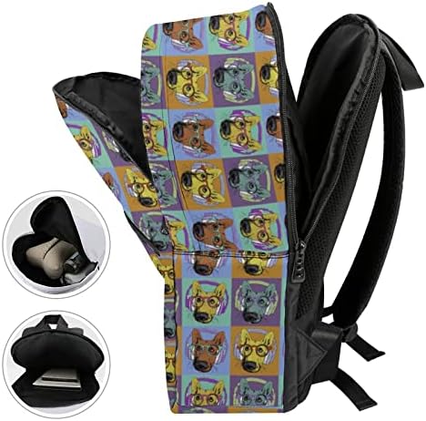 Pastor alemão com fones de ouvido Viajar Backpack Prints Padrão Daypack Sacos de ombros casuais com compartimentos para homens