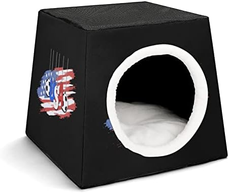 Camas de gato de bandeira de futebol e bandeira dos EUA para gatos internos Ceda de petinho fofo Cama de refúgio dobrável para cães de gatos ao ar livre