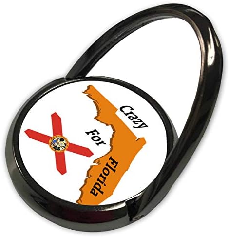 Arte da lente 3drose de Florene - Crazy for Your State - Imagem de palavras loucas para a Flórida no Estado esboço com bandeira - anel de telefone