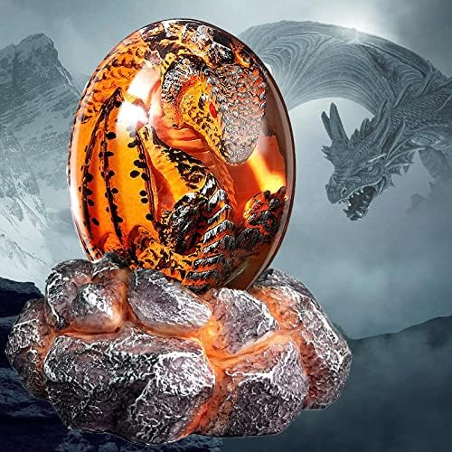 Ovo de dragão de lava bluwte com base, ovo de dragão de lava, cristal de ovo de dragão, ovo de dragão transparente de cristal dos sonhos, resina de ovo de dragão para presente de páscoa de mesa